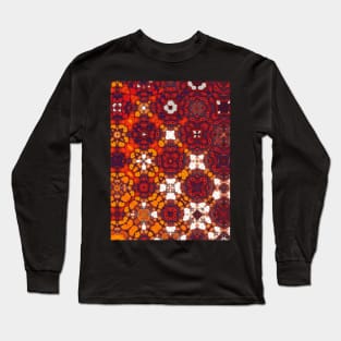 Dark Reds and Orange Round Shapes in a Transitional Pattern  - WelshDesignsTP005 Long Sleeve T-Shirt